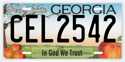 GA license plate CEL2542