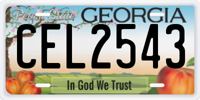 GA license plate CEL2543