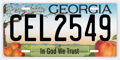 GA license plate CEL2549