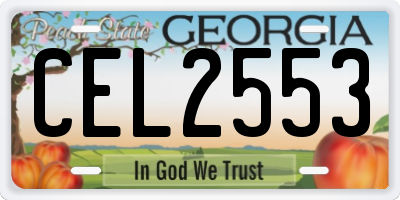 GA license plate CEL2553