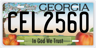 GA license plate CEL2560