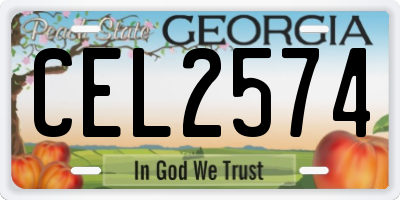 GA license plate CEL2574