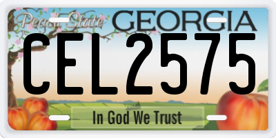GA license plate CEL2575