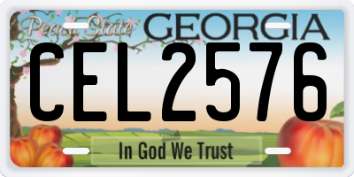 GA license plate CEL2576