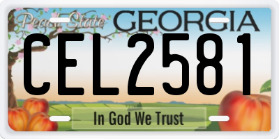GA license plate CEL2581