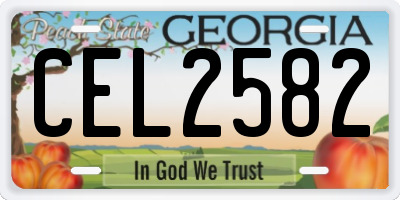 GA license plate CEL2582