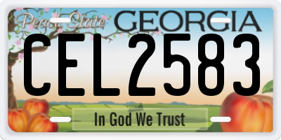 GA license plate CEL2583