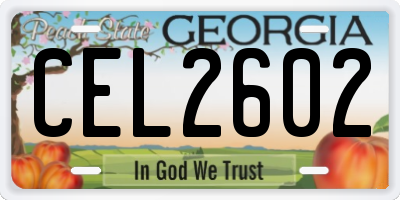 GA license plate CEL2602