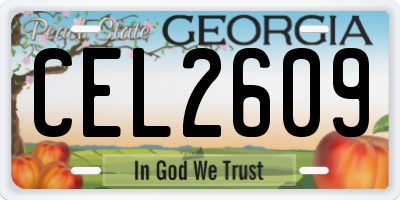 GA license plate CEL2609