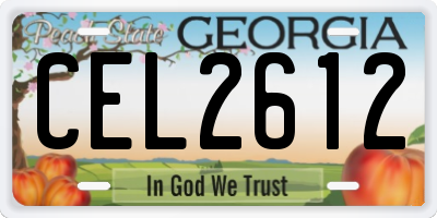 GA license plate CEL2612