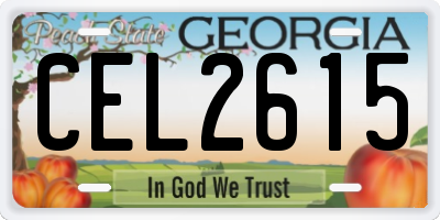 GA license plate CEL2615