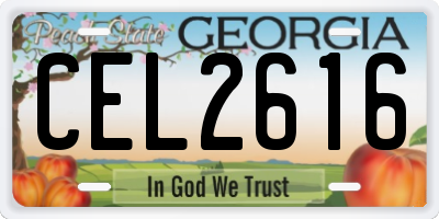 GA license plate CEL2616