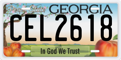 GA license plate CEL2618