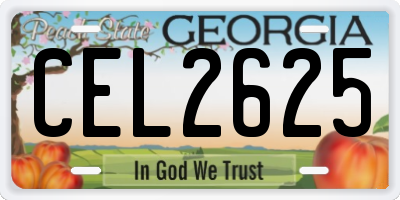 GA license plate CEL2625