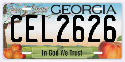 GA license plate CEL2626