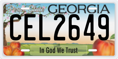 GA license plate CEL2649