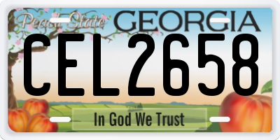 GA license plate CEL2658