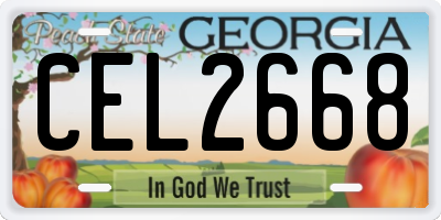 GA license plate CEL2668