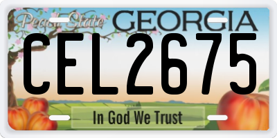 GA license plate CEL2675