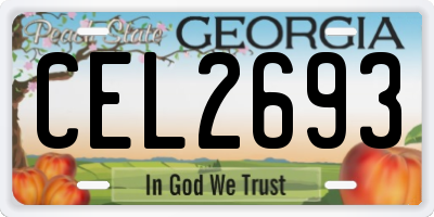 GA license plate CEL2693