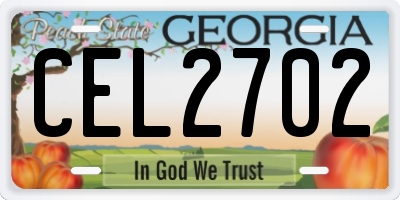 GA license plate CEL2702