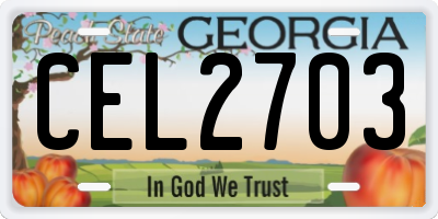 GA license plate CEL2703