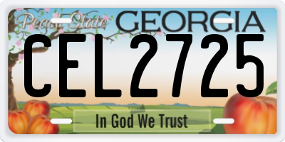 GA license plate CEL2725