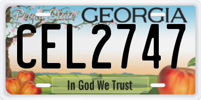 GA license plate CEL2747
