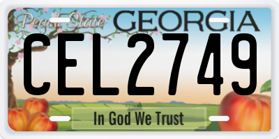 GA license plate CEL2749