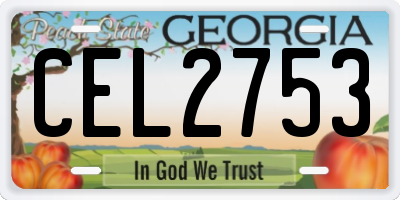 GA license plate CEL2753