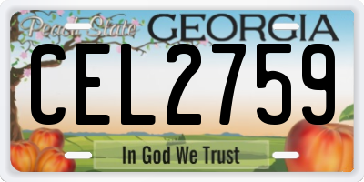 GA license plate CEL2759