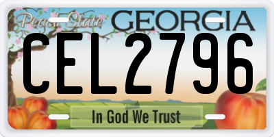 GA license plate CEL2796