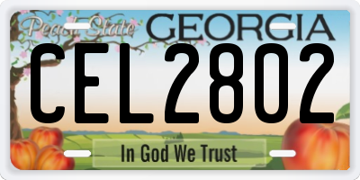 GA license plate CEL2802