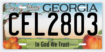 GA license plate CEL2803