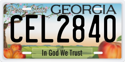 GA license plate CEL2840