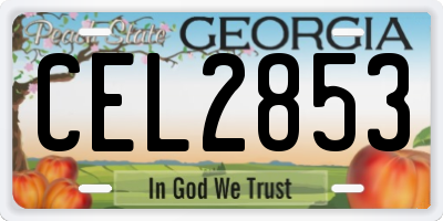 GA license plate CEL2853