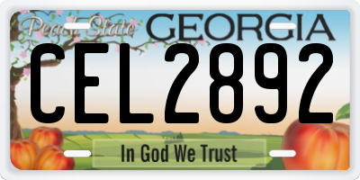 GA license plate CEL2892