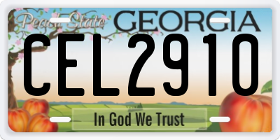 GA license plate CEL2910
