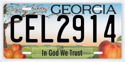 GA license plate CEL2914