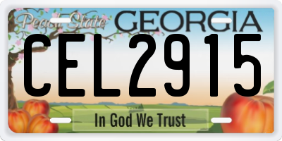 GA license plate CEL2915