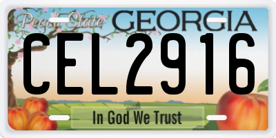 GA license plate CEL2916