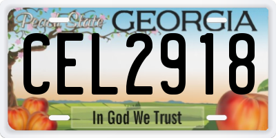 GA license plate CEL2918