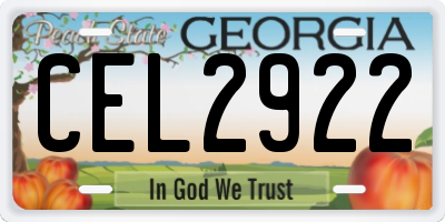 GA license plate CEL2922