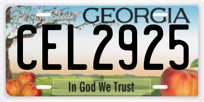 GA license plate CEL2925