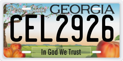 GA license plate CEL2926