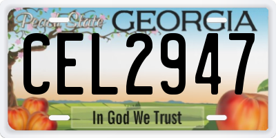 GA license plate CEL2947