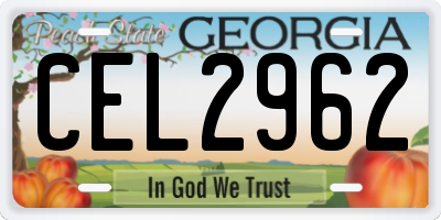 GA license plate CEL2962