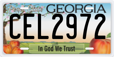 GA license plate CEL2972