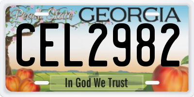 GA license plate CEL2982