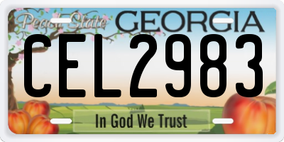 GA license plate CEL2983
